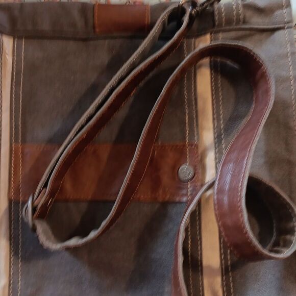 Mona B Messenger Bag. Rustic. Canvas. Leather - Picture 8 of 9